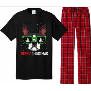 Boston Terrier Christmas Pajama Dog Sunglasses XMas Tree Pajama Set