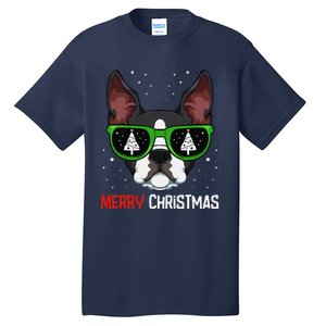 Boston Terrier Christmas Pajama Dog Sunglasses XMas Tree Tall T-Shirt