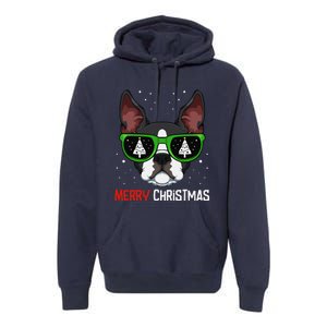 Boston Terrier Christmas Pajama Dog Sunglasses XMas Tree Premium Hoodie