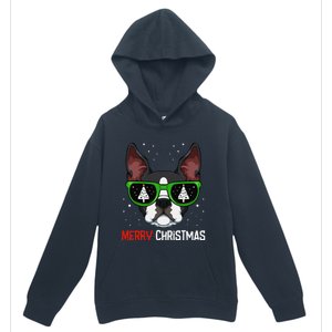 Boston Terrier Christmas Pajama Dog Sunglasses XMas Tree Urban Pullover Hoodie