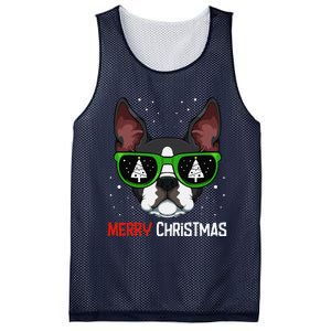 Boston Terrier Christmas Pajama Dog Sunglasses XMas Tree Mesh Reversible Basketball Jersey Tank