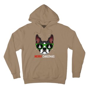 Boston Terrier Christmas Pajama Dog Sunglasses XMas Tree Hoodie