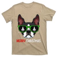 Boston Terrier Christmas Pajama Dog Sunglasses XMas Tree T-Shirt