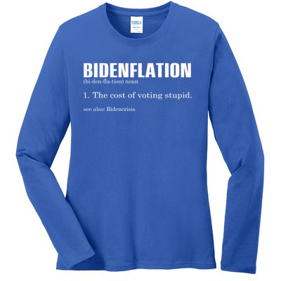 Bidenflation The Cost Of Voting Stupid Definition Anti Biden Gift Ladies Long Sleeve Shirt