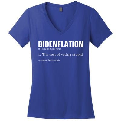 Bidenflation The Cost Of Voting Stupid Definition Anti Biden Gift Women's V-Neck T-Shirt