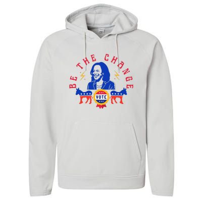 Be The Change Vote Kamala Harris 2024 Political Performance Fleece Hoodie