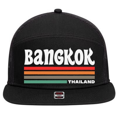 Bangkok Thailand City Bangkok Vacation Travel Retro 7 Panel Mesh Trucker Snapback Hat