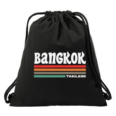 Bangkok Thailand City Bangkok Vacation Travel Retro Drawstring Bag