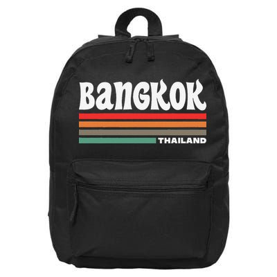 Bangkok Thailand City Bangkok Vacation Travel Retro 16 in Basic Backpack