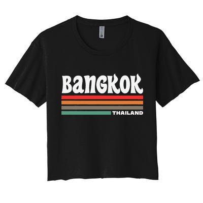 Bangkok Thailand City Bangkok Vacation Travel Retro Women's Crop Top Tee