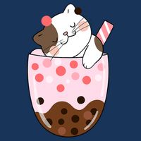 Boba Tea Cat Bubble Tea Kawaii Anime Japanese Girls Teenager Doggie Tank