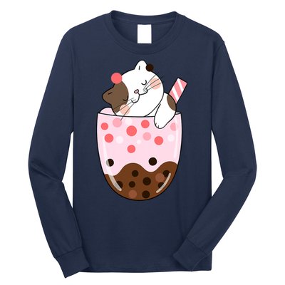 Boba Tea Cat Bubble Tea Kawaii Anime Japanese Girls Teenager Long Sleeve Shirt