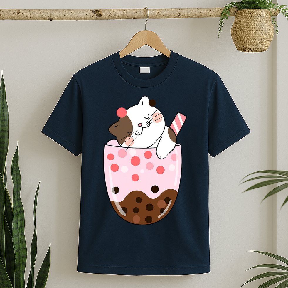 Boba Tea Cat Bubble Tea Kawaii Anime Japanese Girls Teenager T-Shirt