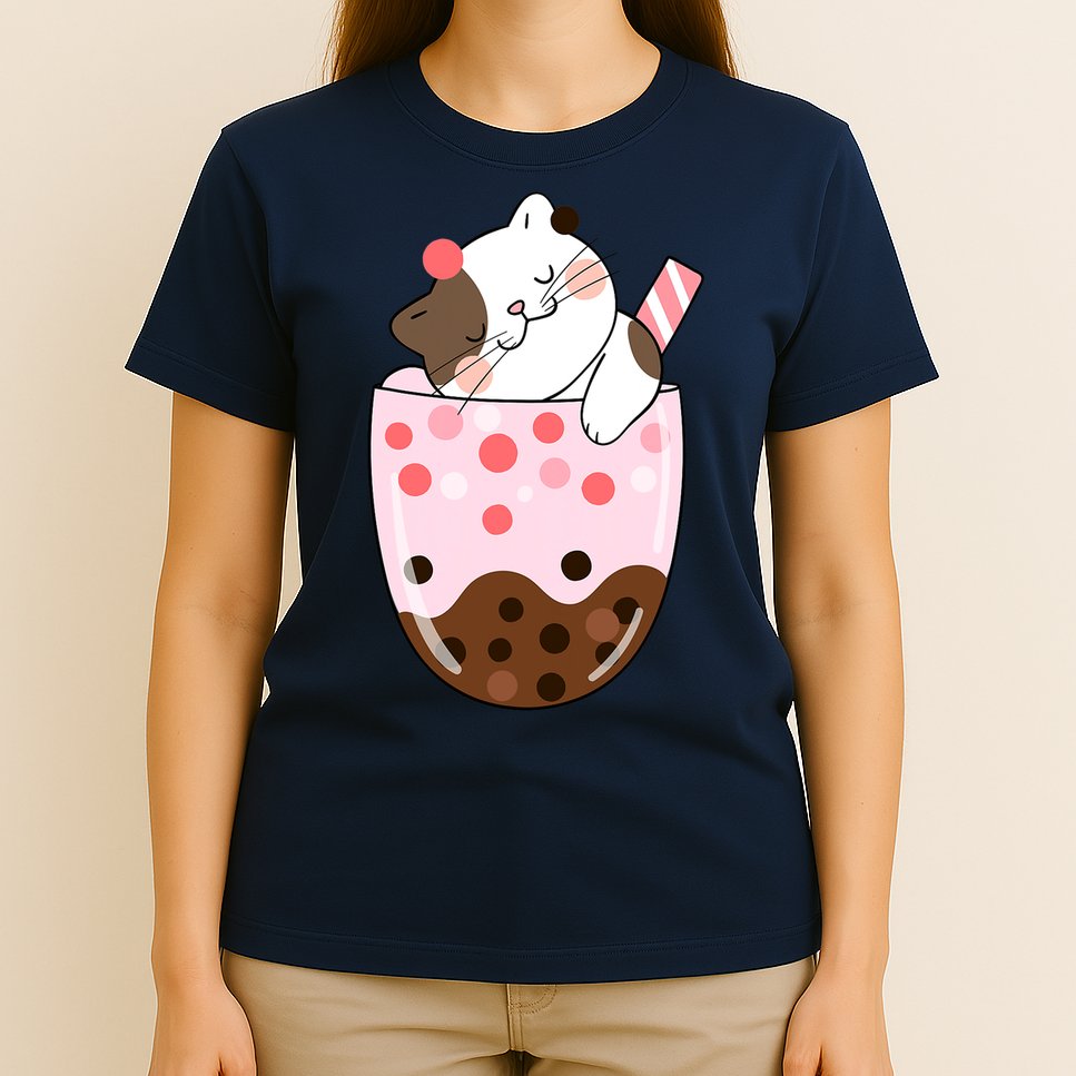 Boba Tea Cat Bubble Tea Kawaii Anime Japanese Girls Teenager T-Shirt