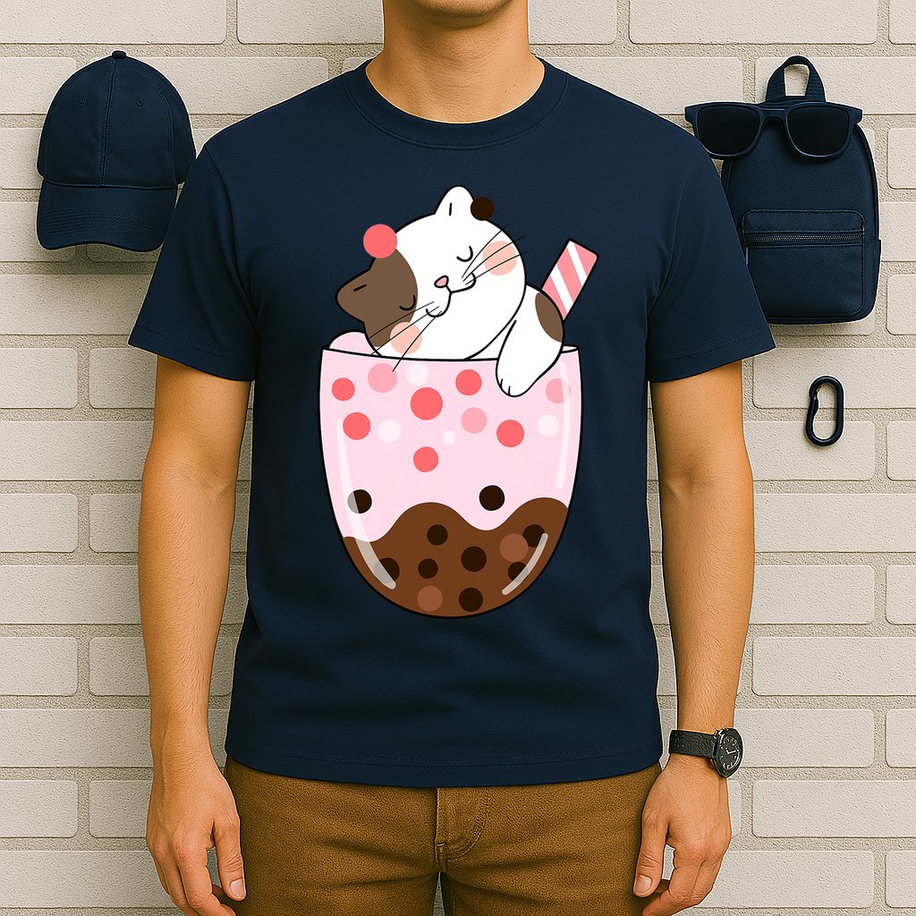 Boba Tea Cat Bubble Tea Kawaii Anime Japanese Girls Teenager T-Shirt