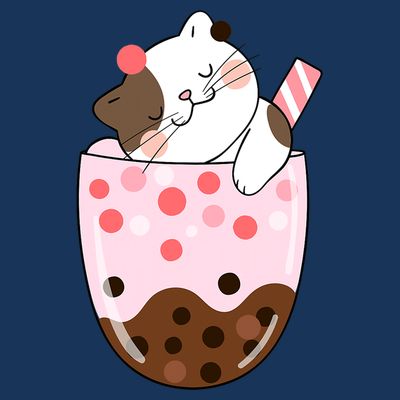 Boba Tea Cat Bubble Tea Kawaii Anime Japanese Girls Teenager T-Shirt