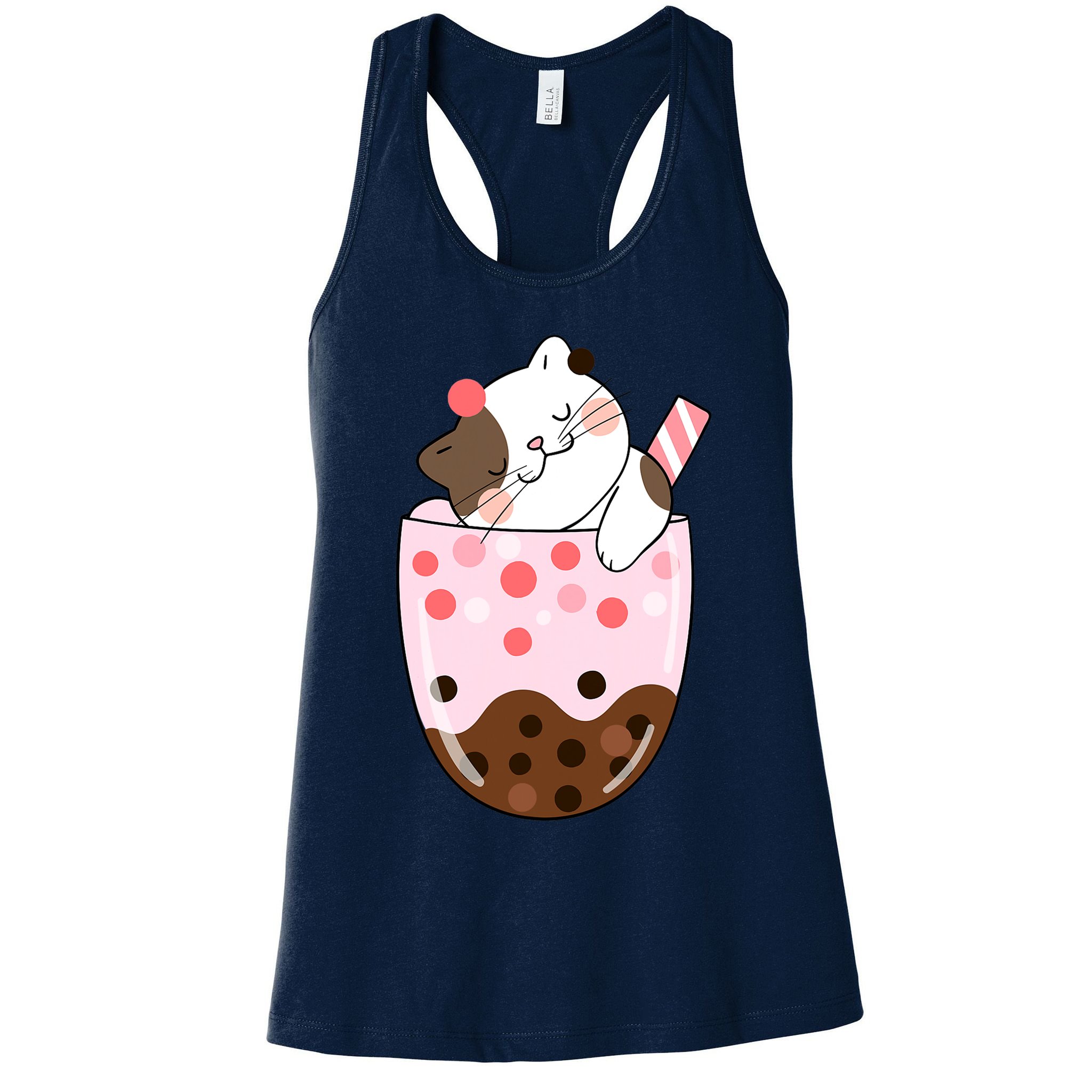 Boba Tea Cat Bubble Tea Kawaii Anime Japanese Girls Teenager Womens Tank Top