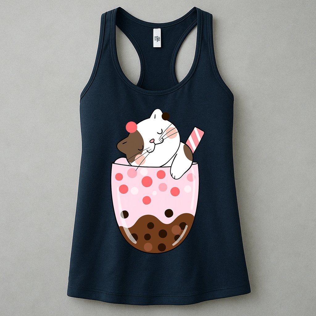 Boba Tea Cat Bubble Tea Kawaii Anime Japanese Girls Teenager Womens Tank Top