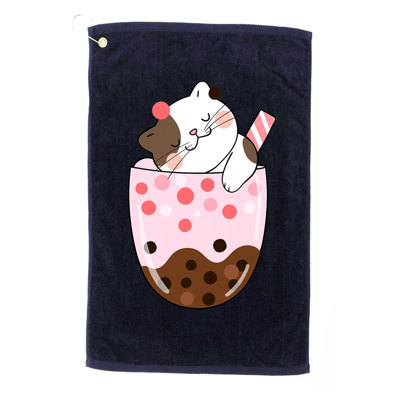 Boba Tea Cat Bubble Tea Kawaii Anime Japanese Girls Teenager Golf Towel