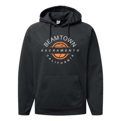 Beam Town City Swish Sacramento California Performance Fleece Hoodie