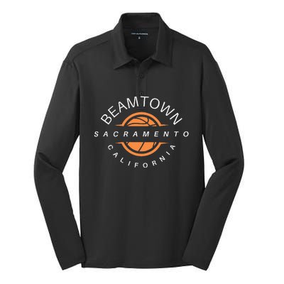 Beam Town City Swish Sacramento California Silk Touch Performance Long Sleeve Polo