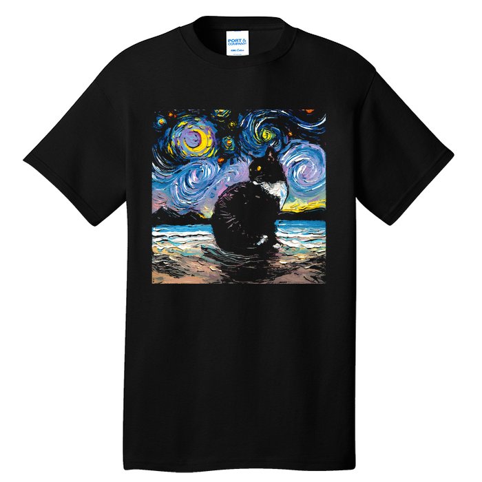 Black Tuxedo Cat Night 2 Tall T-Shirt