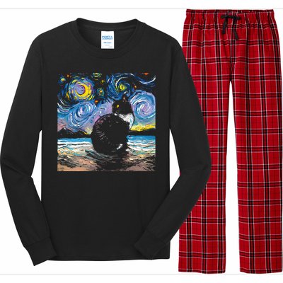 Black Tuxedo Cat Night 2 Long Sleeve Pajama Set