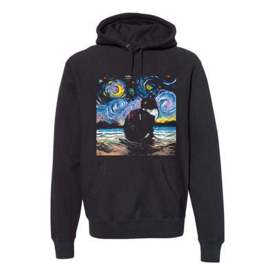 Black Tuxedo Cat Night 2 Premium Hoodie