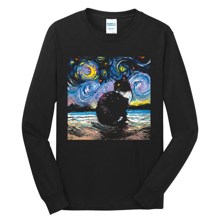 Black Tuxedo Cat Night 2 Tall Long Sleeve T-Shirt