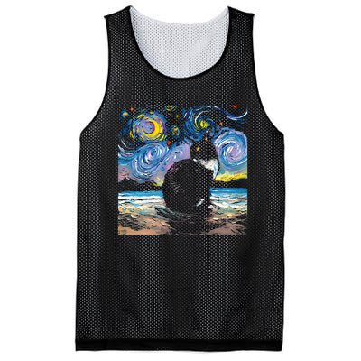 Black Tuxedo Cat Night 2 Mesh Reversible Basketball Jersey Tank