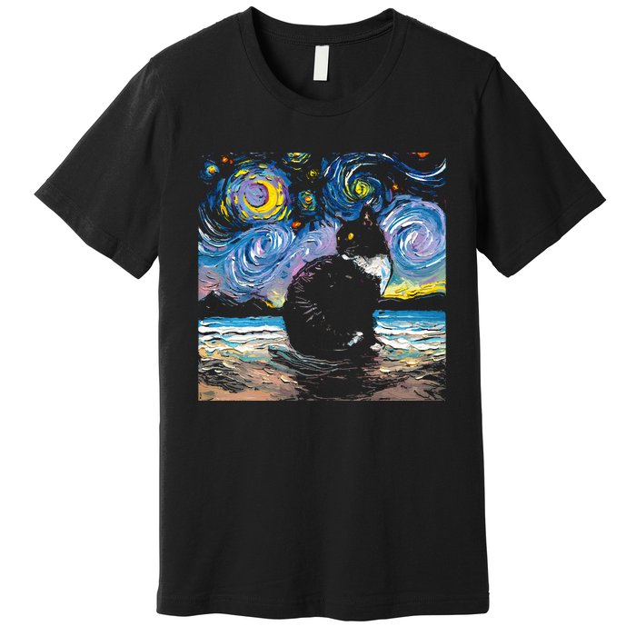 Black Tuxedo Cat Night 2 Premium T-Shirt