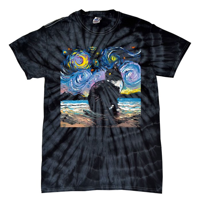 Black Tuxedo Cat Night 2 Tie-Dye T-Shirt