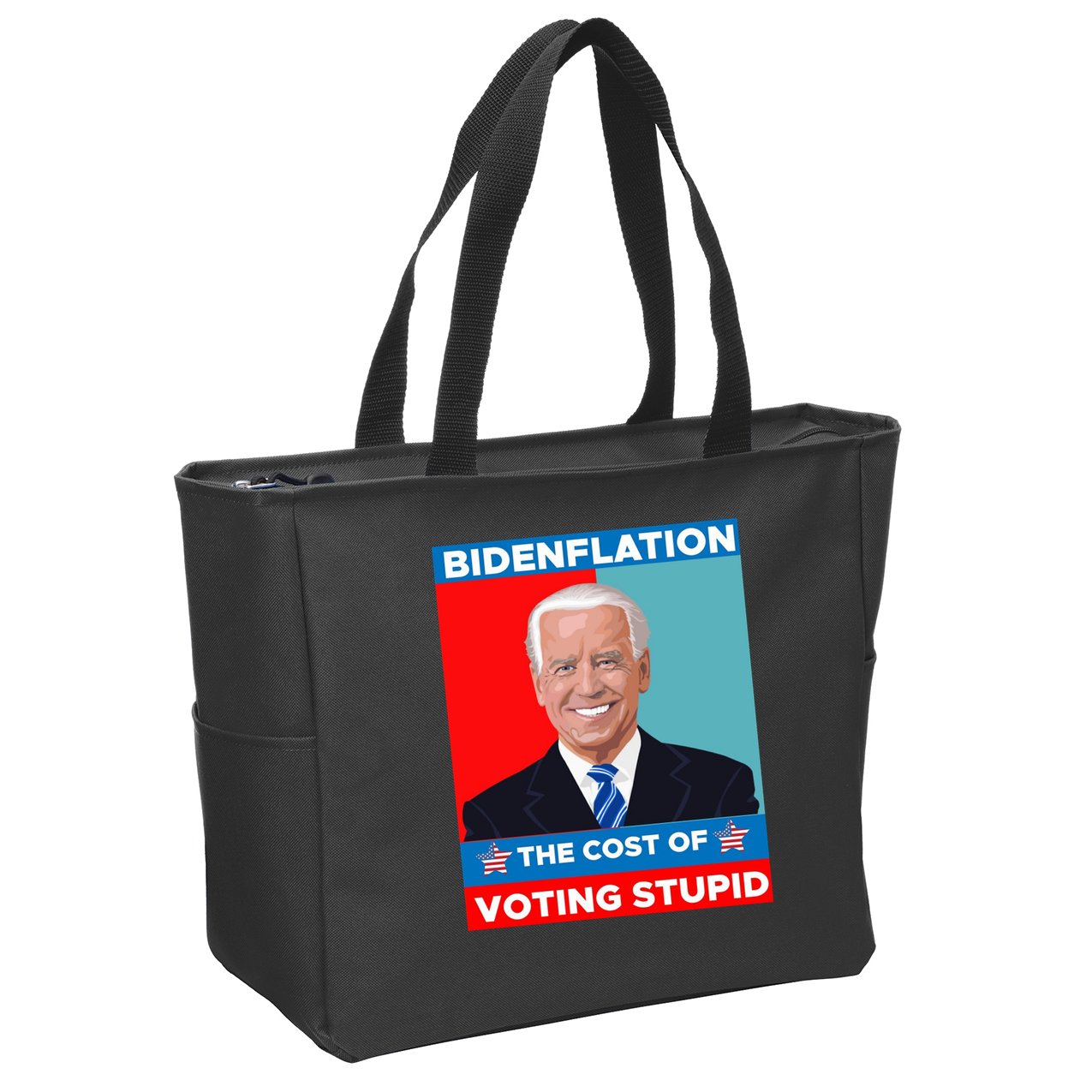 Bidenflation The Cost Of Voting Stupid Funny Joe Biden Zip Tote Bag