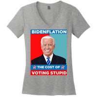 Bidenflation The Cost Of Voting Stupid Funny Joe Biden Women's V-Neck T-Shirt