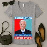 Bidenflation The Cost Of Voting Stupid Funny Joe Biden Women's V-Neck T-Shirt