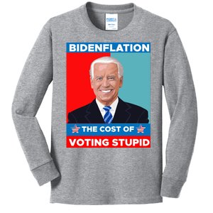 Bidenflation The Cost Of Voting Stupid Funny Joe Biden Kids Long Sleeve Shirt