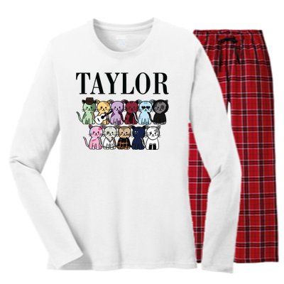 Birthday Taylor Cat Lover Women's Long Sleeve Flannel Pajama Set 