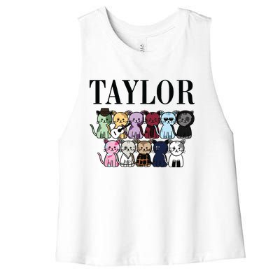 Birthday Taylor Cat Lover Women's Racerback Cropped Tank