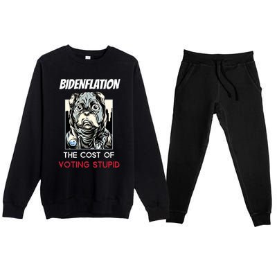 Bidenflation The Cost Of Voting Stupid Biden Inflation Gift Premium Crewneck Sweatsuit Set