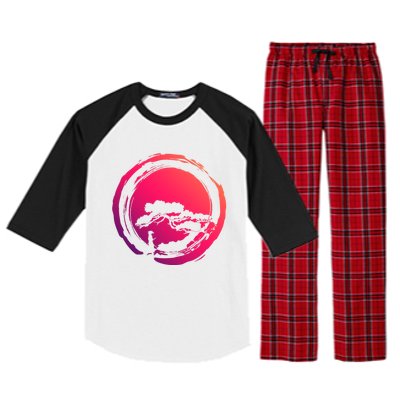 Bonsai Tree Circle Japanese Art Meditation Samurai Buddhist Gift Raglan Sleeve Pajama Set