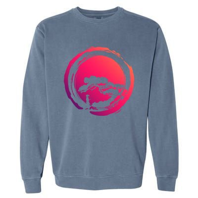 Bonsai Tree Circle Japanese Art Meditation Samurai Buddhist Gift Garment-Dyed Sweatshirt