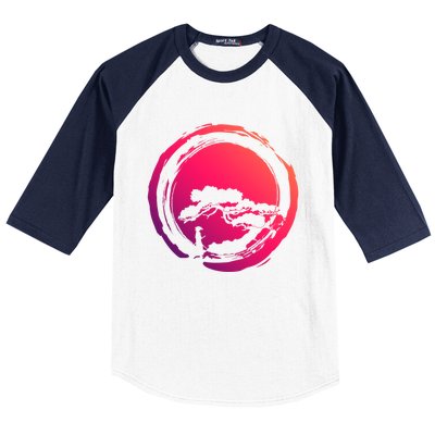 Bonsai Tree Circle Japanese Art Meditation Samurai Buddhist Gift Baseball Sleeve Shirt