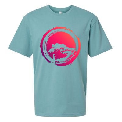 Bonsai Tree Circle Japanese Art Meditation Samurai Buddhist Gift Sueded Cloud Jersey T-Shirt