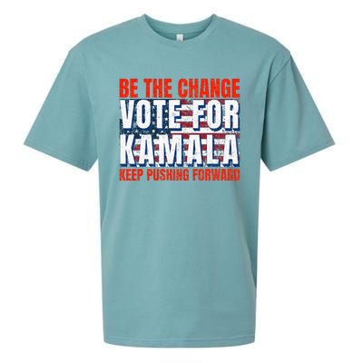 Be The Change Vote For Kamala Keep Pushing Forward Harris 47 Sueded Cloud Jersey T-Shirt