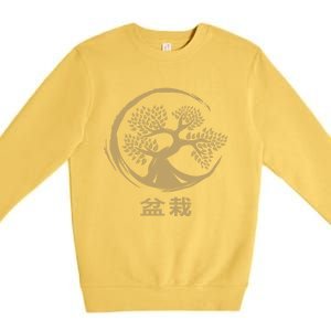 Bonsai Tree Circle Japanese Art Meditation Yoga Buddhist Gift Premium Crewneck Sweatshirt