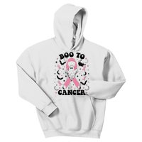 Boo To Cancer Ghost October Breast Cancer Awareness Month Halloween Kids Hoodie