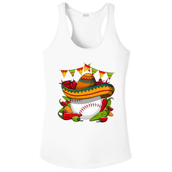 Baseball Team Cinco De Mayo Tacos And Baseball Ladies PosiCharge Competitor Racerback Tank