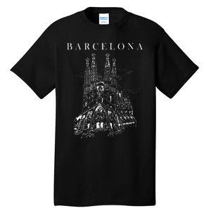 Barcelona Traveling Cathedral Of Barcelona Spain Travel Trip Tall T-Shirt