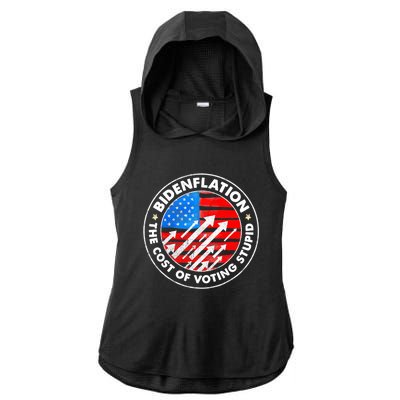 Bidenflation The Cost Of Voting Stupid Joe Biden Inflation Ladies PosiCharge Tri-Blend Wicking Draft Hoodie Tank