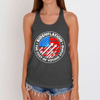 Bidenflation The Cost Of Voting Stupid Joe Biden Inflation Women's Knotted Racerback Tank